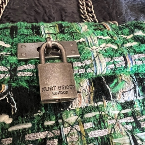 Kurt Geiger Mini Brixton Green Tweed Bag - Picture 2 of 9